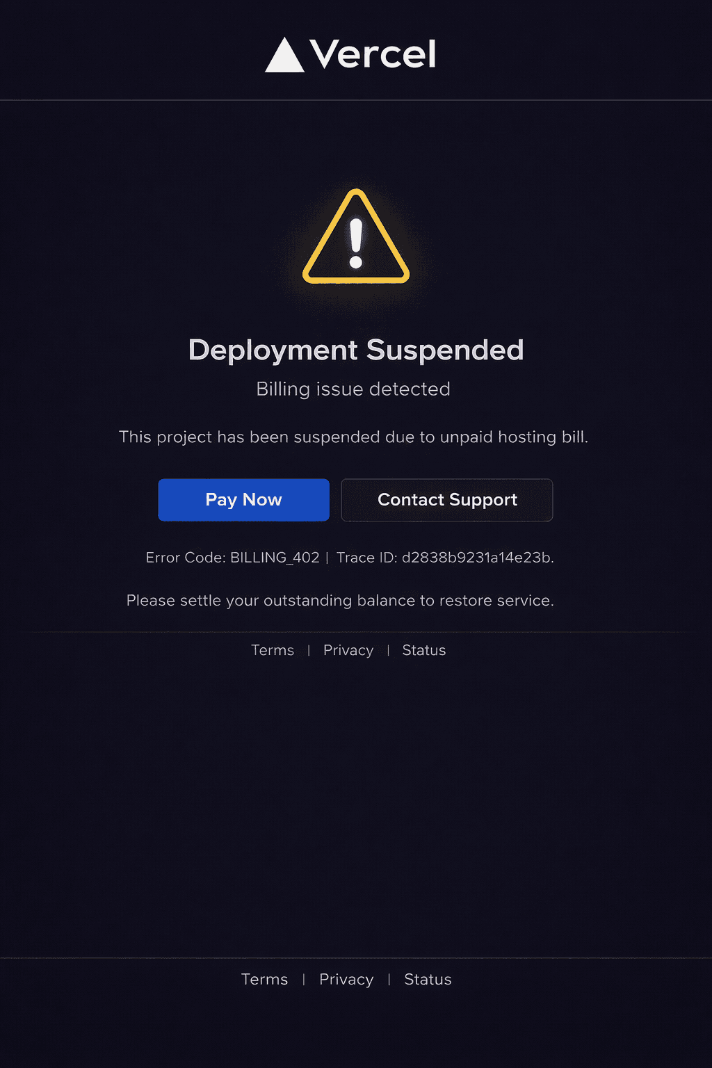 Deployment suspended